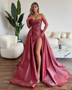 Taille personnalisée côté fendu créateur de mode une ligne robes de soirée perles bretelles chérie robes balayage train robe de soirée robe de soirée grande taille occasion spéciale