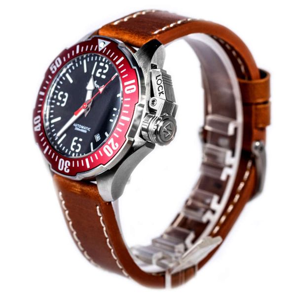 Montre de plongée pour hommes, lunette en céramique rouge personnalisée, petite quantité, 200M, couronne de protection Vintage, mécanique et automatique, à vendre