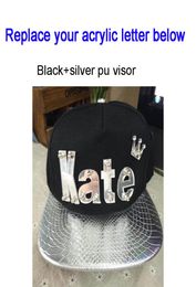 Aangepaste snapbacks 3D acryl letters PU lederen platte vizierhoeden hele verstelbare acryl hiphop cap9301730