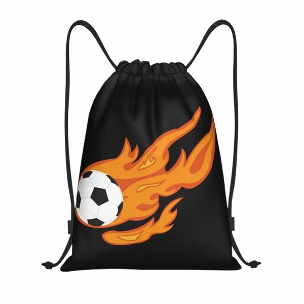 Sacs à cordon de football personnalisés Football Fire pour la formation Yoga Sacs à dos Femmes Hommes Sports Gym Sackpack 42wQ #