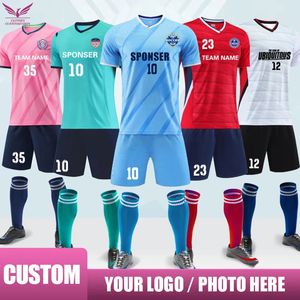 Conjunto de camiseta de fútbol personalizado Número de impresión Hombres Equipo de fútbol Uniforme Personalización Personalización Traje de entrenamiento de fútbol para niños 240318