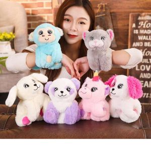 Aangepast Soft Peluche Unicornio Tabby Snap Slap Bracelet Gevulde Animal Plush Toys Christmas Gifts