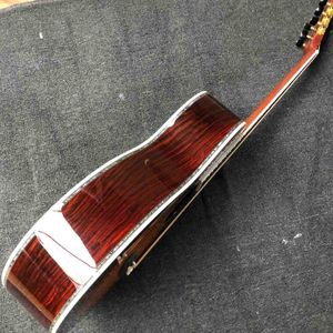 Custom Solid OM Body Akoestische gitaar ebbenhout vaterbord Coco Back Side Abalone Binding Classic Headstock in Sunburst Aangepast Logo OEM
