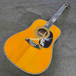 Table en épicéa massif personnalisée, touche en ébène, guitare acoustique, dos en palissandre, corps dreadnought, 41 pouces, accepter la guitare OEM