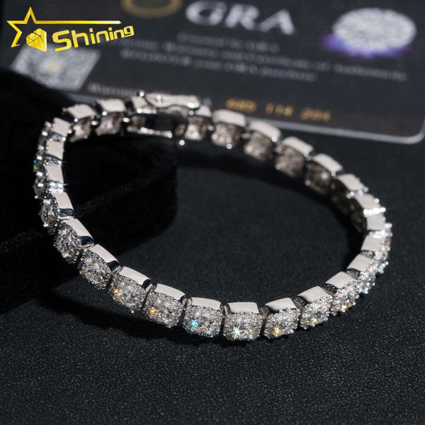 Pulseras de racimo brillantes personalizadas Plata chapada en oro de 18 quilates Vvs Gra Certificado Moissanite Lab Diamonds Iced Out Pulsera para hombre