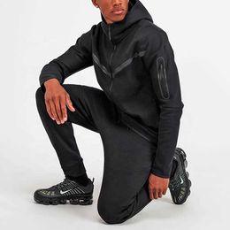 Custom Sport Wear Polyester Tech Fleece Full Zip Trackie Hoodie Jogger Two Piece Jogging Set Men Sweat Suits Z4HM