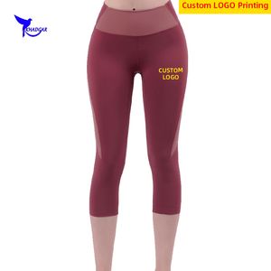 Personnalisé Sport Femmes Fitness Running Yoga Pantalon 3 4 Séchage Rapide Élastique Push Up Leggings Workout Capris Collants Gym Pantalon 220608