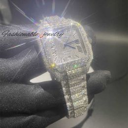 Reloj mecánico de acero inoxidable personalizado VVS VVS HIPHOP MOISSANITE Diamond Watch