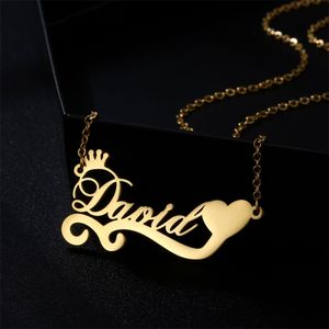 Aangepaste roestvrijstalen naam ketting gepersonaliseerde brieven gouden choker hanger sieraden mannen vrouwen cadeau