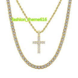 Personalizado aço inoxidável prata ouro 15 18 Polegada cruz pingente simples jóias presentes em camadas tênis corrente colar para homens meninos