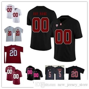 Custom Stanford Cardinal College Football Wear Cualquier nombre Número NEGRO Rojo Blanco 20 Bryce Love 15 Davis Mills 5 McCaffrey Ertz Elway 12 Luck Jersey