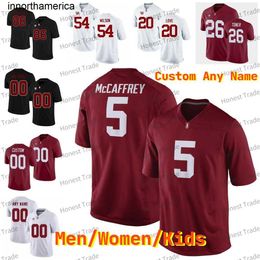 Personnalisé Stanford Football Jersey 5 Christian McCaffrey Andrew Luck David DeCastro Bryce Love NCAA College Rouge