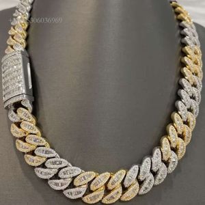 Sterling Sier Sier Moisanite Baguette Miami Cuban Link Chain