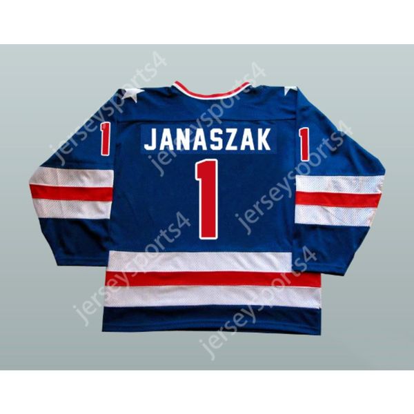 Personnalisé STEVE JANASZAK 1980 MIRACLE ON ICE TEAM USA 1 MAILLOT DE HOCKEY NOUVEAU Top Cousu S-M-L-XL-XXL-3XL-4XL-5XL-6XL