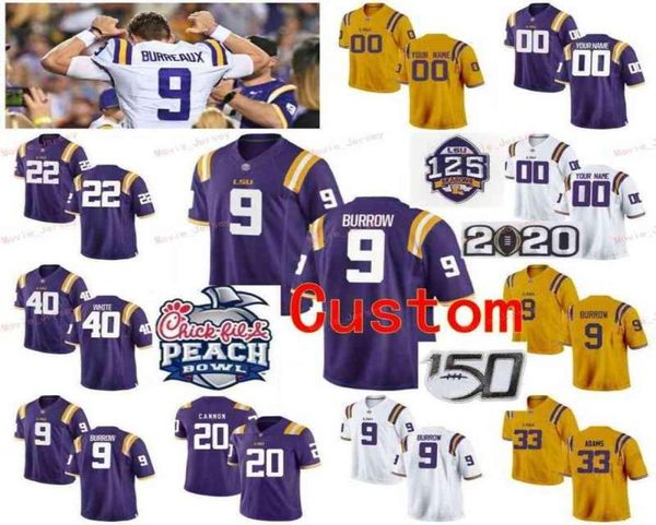 Cousu sur mesure 1 Ja039Marr Chase 10 Stephen Sullivan 2 Justin Jefferson 20 Billy Cannon LSU Tigers College Youth Kids Jerseys3923203