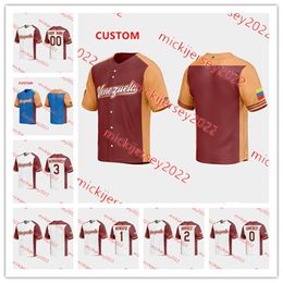 Custom Stitched 2023 WBC Venezuela Baseball Jersey 46 Jose Alvarado 47 Edwin Escobar 48 German Marquez 49 Pablo Lopez 54 Martin Perez Maillots Hommes Jeunesse