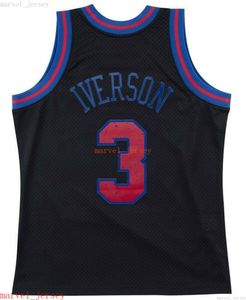 Custom gestikte Allen Iverson #3 Black Rings 1996-97 Jersey XS-6XL Mens Throwbacks Basketballerseys goedkope mannen vrouwen jeugd