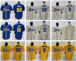 Maillot de football cousu sur mesure Los Angeles''Rams''Hommes femmes jeunes 10 Cooper Kupp 9 Matthew Stafford 99 Aaron Donald baseball bleu Untouchab