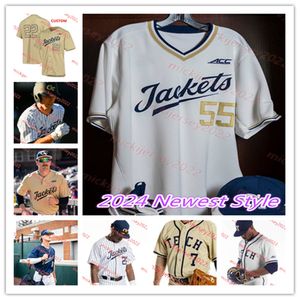 2024 Georgia Tech Baseball Jersey Joseph Mannelly Cole McNamee Luke Bartnicki Dalton Smith Cort Roedig Georgia Tech Yellow Jackets Maillots cousus sur mesure pour hommes