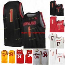 Op maat gestikt basketbalshirt uit Maryland 1 Anthony Cowan Jr 2 Aaron Wiggins 4 Ricky Lindo Jr 5 Eric Ayala