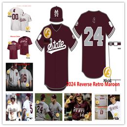 Kamren James Mississippi State Bulldogs Baseball Jersey Nate Chester von Seibert RJ Yeager Brad Cumbest Tanner Leggett Custom Stitched MSU Jerseys