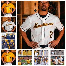 Custom Stitched NCAA West Virginia Baseball Jersey 23 Zach Bravo 36 Noah Short 40 Aidan Major 12 Chase Smith 5 Tyler Cox Alek Manoah Mountaineers Jerseys