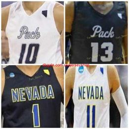 Op maat gestikt Nevada Wolf Pack basketbalshirt 10 Caleb Martin 11 Cody Martin 12 JoJo Anderson 14 Lindsey Drew