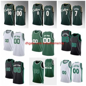 Op maat gestikte New City basketbalshirts 0 Jayson 7 Jaylen Tatum Brown 13 Malcolm 36 Marcus Brogdon Smart 42 Al 9 Derrick Horford White Grant Williams 6 patch