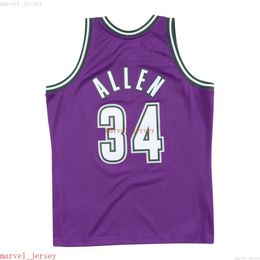 Custom gestikte Ray Allen #34 Purple 2000-01 Swingman Jersey XS-6XL Mens Throwbacks Basketballerseys goedkope mannen vrouwen jeugd