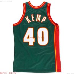 Custom gestikte Shawn Kemp 1995-96 Green Jersey XS-6XL Mens Throwbacks Basketball jerseys goedkope mannen vrouwen jeugd