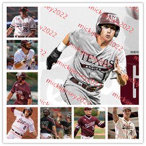 Coutumé Texas Am Baseball Jersey Corbin Martin Michael Barash Ross Striping AJ.Minter Logan Foster Asa Lacy Christian Roa Texas Am Aggies Jerseys