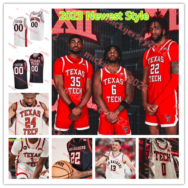 Ricky Pop Isaacs Chance McMillian Texas Tech Red Raiders Maillot de basket-ball Kevin Obanor D'Maurian Williams Daniel Batcho Drew Steffe Jack Francis Texas Tech Maillots