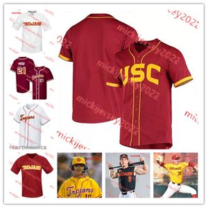 Maillot de baseball USC Trojans cousu sur mesure pour homme 9 Carson Wells 21 Adrian Colon-Rosado 29 Connor Aoki 20 Ethan Hoopingarner 51 Dave Kingman Maillots USC