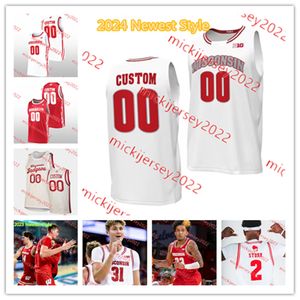 Sam Dekker Johnny Davis Wisconsin Badgers Basketball Jersey Isaac Lindsey 12 Luke Haertle 13 Justin Taphorn 14 Carter Gilmore Custom Cousued Wisconsin Jerseys