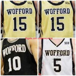 Op maat gestikt Wofford Terriers basketbalshirt 5 Storm Murphy 10 Nathan Hoover 11 Ryan Larson 12 Alex Michael