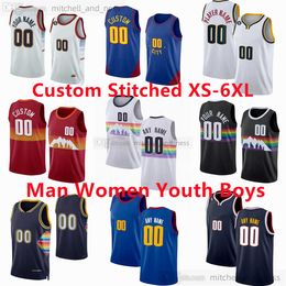 Camiseta de baloncesto XS-6XL cosida a medida con 6 parches 15 Nikola 27 Jamal Jokic Murray 50 Aaron 1 Michael Gordon Porter Jr. 0 Christian Braun 8 Peyton Watson Caldwell-Pope