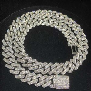 Iced Out VVS Moisanite Cubain Bracelet 925 Silver Designer Diamond Cuban Link Link Hip Hop Men Bijoux Collier GRATUIT
