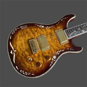 Guitare électrique prs personnalisée avec touche en ébène, quincaillerie dorée, haute qualité, 6 broches