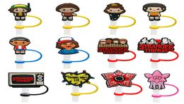 Custom Stranger Things Straw Topper Siliconen schimmel Cover Fashion Charms herbruikbaar Splash Proof Drinking Dust Plug Decoratief 8mm STR5015417