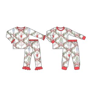 Aangepaste stijl jongens meisjes lange mouw broeken pyjama's en dekens notenkraker patroon bedrukte melk zijden stof 240312