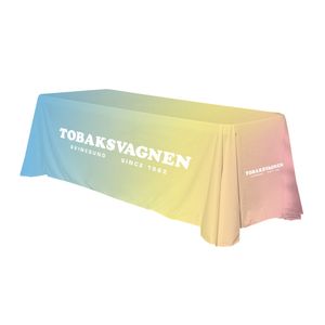 Nappe imprimée par sublimation personnalisée avec couverture de table en spandex extensible ajustée en polyester pour la publicité