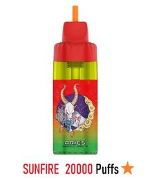 Sunfire personnalisé Direct to Lung (DTL) vs MTL Strong Gorge Irritation Cherry LCE ARIES 20000 20K Puffs 20000puffs Shisha Hookah Disposable Nic Salt Vape Livraison gratuite