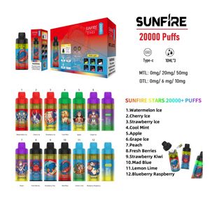 Sunfire personnalisé Direct to Lung (DTL) vs MTL Strong Gorge Irritation Pod Pod System Kits 20000 20k Puffs 20000puffs Shisha Hookah Disposable Nic Salt Vape Livraison gratuite