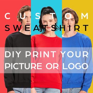 Sweat-shirts personnalisés hommes femmes couples équipe personnalisée famille couleur unie hauts pull bricolage imprimer votre propre image de conception 220713