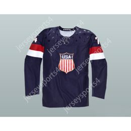 Custom T.J. Oshie 74 USA National Team Hockey Jersey Nieuwe top gestikt S-6XL