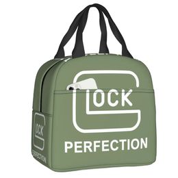 Bolsa de almuerzo deportiva personalizada para tiro de Glock, caja aislada con refrigerador cálido para mujeres, bolsas de mano para comida escolar y trabajo, 240109