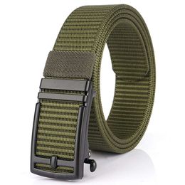 Boucle automatique tactique personnalisée en Nylon épais pour hommes, tissu d'affaires à dégagement rapide, ceinture en toile, tête de boucle coulissante