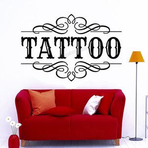 Custom Tattoo Logo Muursticker Voor Tattoo Salon Decor Vinyl Tattoo Studio Muurstickers Window Decor Verwijderbare Art Decals B164