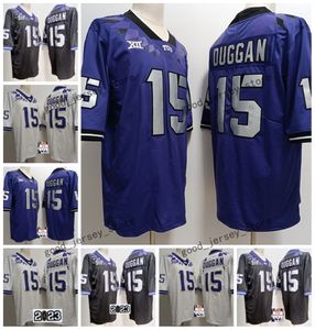 Aangepaste TCU Horned Frogs voetbalshirt TCU Jersey #15 Max Duggan 2024 Nieuwste stijl