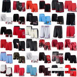 Short de basket-ball d'équipe personnalisé Sport Wear Pantalon Hip Pop avec poche Zipper Pantalon de survêtement Bleu Vert Blanc Noir Rouge Violet Cousu Imprimé JustDon Short